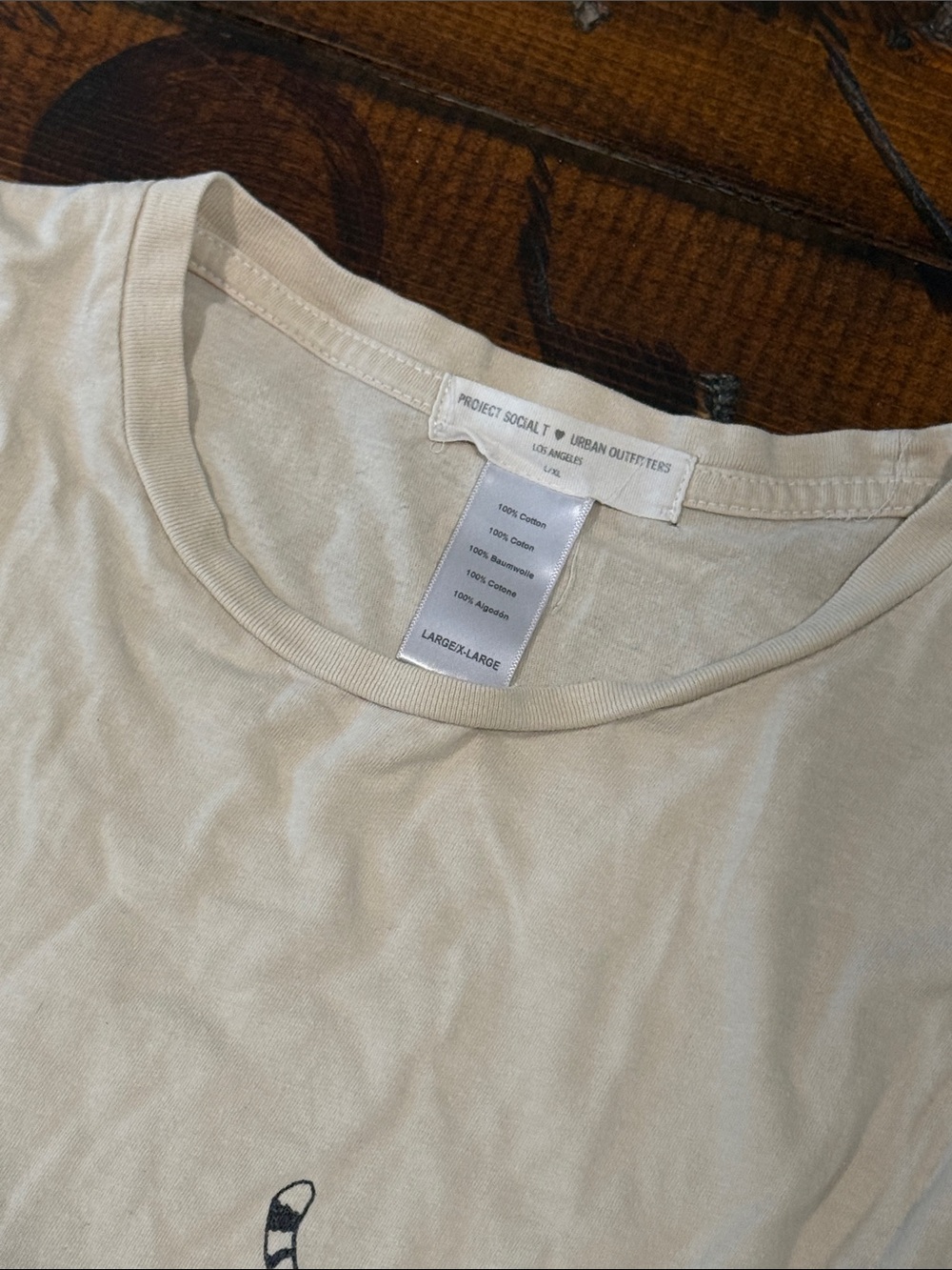 Urban Outfitters Beige Short Sleeve Tee with Black Tiger Print - Picture 3 of 3